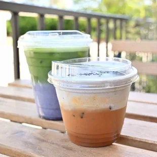 Black sesame Blueberry matcha