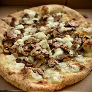 a mushroom pizza