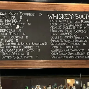 Whiskey/bourbon lineup