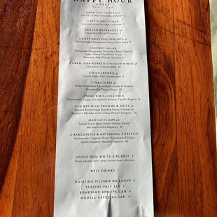 happy hour menu