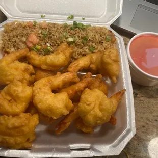 Sweet &amp; Sour Shrimp with sauce on the side.