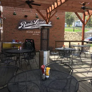 Outdoor dining with views of the river.