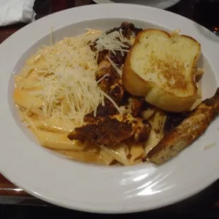 Fire chicken pasta meal.