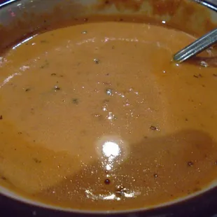 Tomato basil soup, close-up.