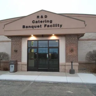 Outside of the banquet hall area to the left of the bar, view looking east.
