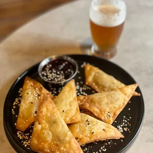 Beer isn't just for drinking. It's also good for beer jelly! Our house made Duck Wontons with Blackberry Cream Ale beer jelly are so good!