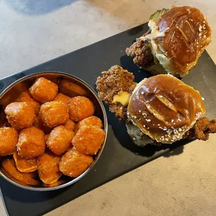 Chicly sliders &amp; sweet potato tots