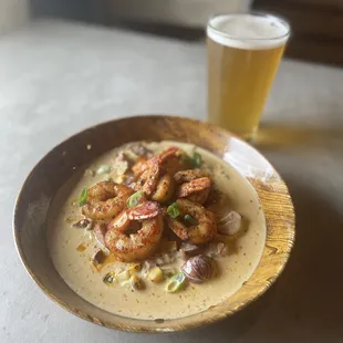Have you tried our Shrimp &amp; Grits made with our Taildragger Blonde Ale?