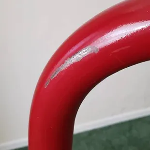 Mom's antique iron bed...painted with car paint. Scratched to the metal all over.