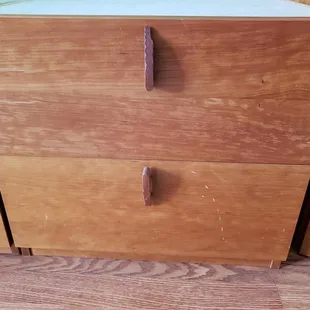 Scratched cabinet front