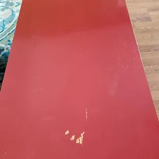 Deeply gouged coffee table