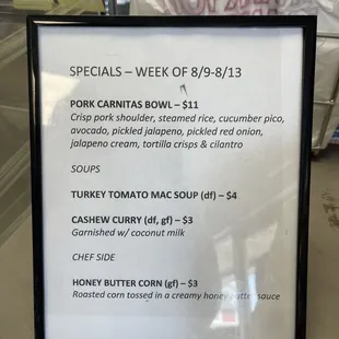 Specials of the week