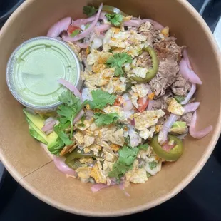 Special of the week - Pork Carnitas Bowl with sauce on the side