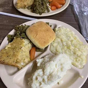 two plates of food on a table