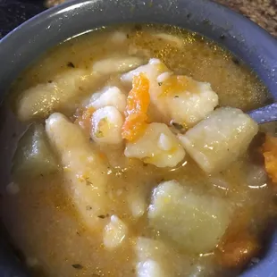 Where's mi cow foot mi pay for mon??   This is highway robbery this is potato dumpling soup