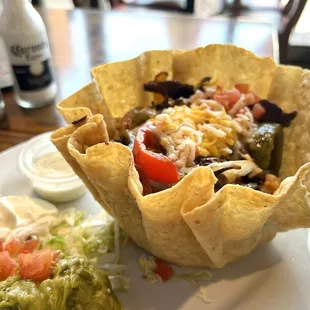 Steak fajitas taco salad