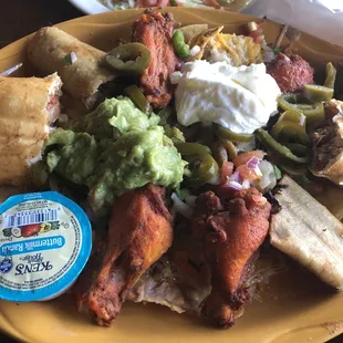 Mariachi...Quesadilla, chimichanga, Wings on nachos.