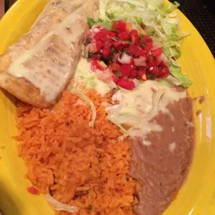 Chicken chimichanga lunch special minus sour cream &amp; guacamole
