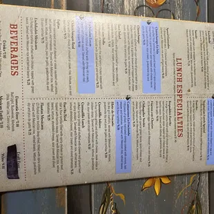 Menu as of Nov 2021