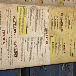 Menu as of Nov 2021