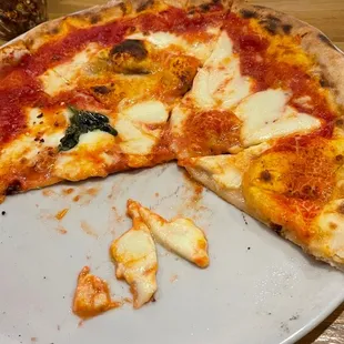 Margherita Pizza. Good for two persons. Not very crispy.