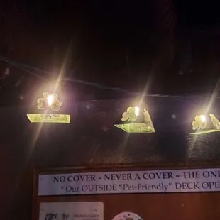 a string of candles hanging from the ceiling