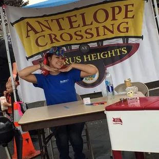 Real Magic helper covering our booth while I take a break. Spooktacular 10-17-15