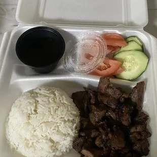 Pork with rice plate