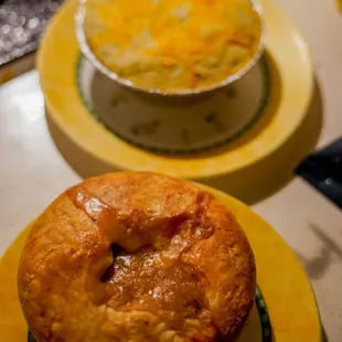 Chicken pot pie and shepherds pie