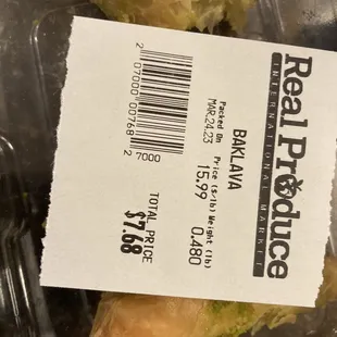 Phone # doesn't work for me to complain about this OLD baklava