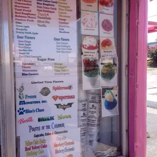 a menu in a window