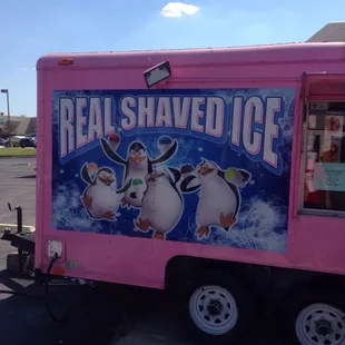 a pink ice cream truck