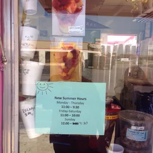 a sign in a store window