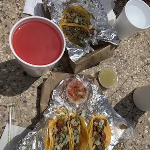 Al Pastor tacos w Watermelon Agua Fresca - Large 5.03.24