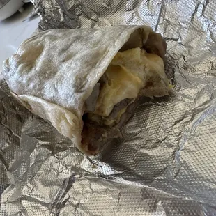 Sausage breakfast burrito