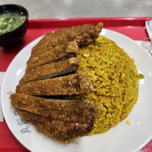 Pork chop curry fried rice
