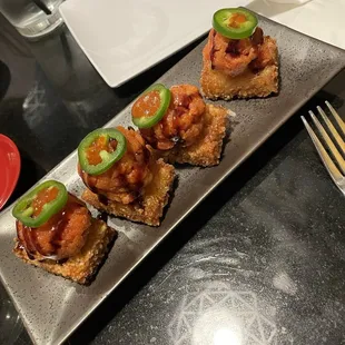 Crispy rice with spicy tuna