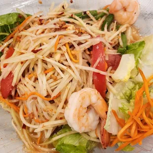 Papaya Salad ($9.99). They accidentally put two pieces in here... I&apos;m not complaining! 3/27/2022