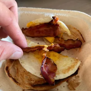 Supposed to be THICK CUT bacon. Blatant lie on this cafes part.