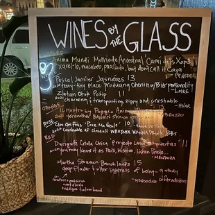 Wine menu Thursday December 7
