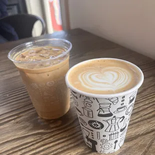 Iced lavender latte and Cinnamon Toast Crunch latte