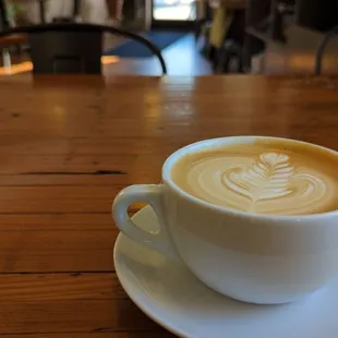a cup of coffee on a saucer