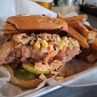 Fried Chx Sammich. If there was a Bar Stool Pizza Review it'd get the rare 8.5+. Look at those THICK golden fries! Just WOW!