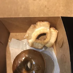 Chocolate doughnut and Sour cream glazed