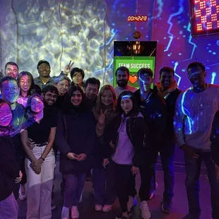 A whole lot of intelligent Googlers, including my girlfriend, and few outliers like myself from Amazon! Having a blast in an escape room.
