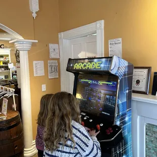 a woman playing a video game