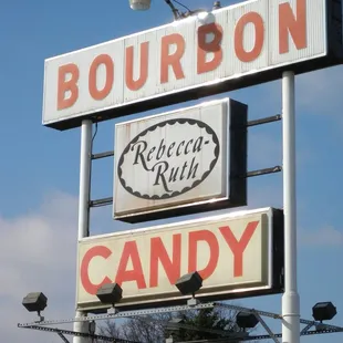 a sign for bourbon and candy