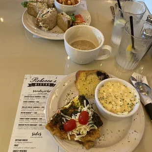 Quiche and cheesy potatoes