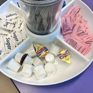 This was awesome condiment plate for our coffees.