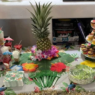 a display of food items